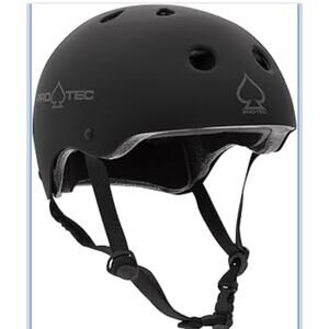 Pro-Tec Classic Skate Helmet Matte Black with Black Straps Certified Small